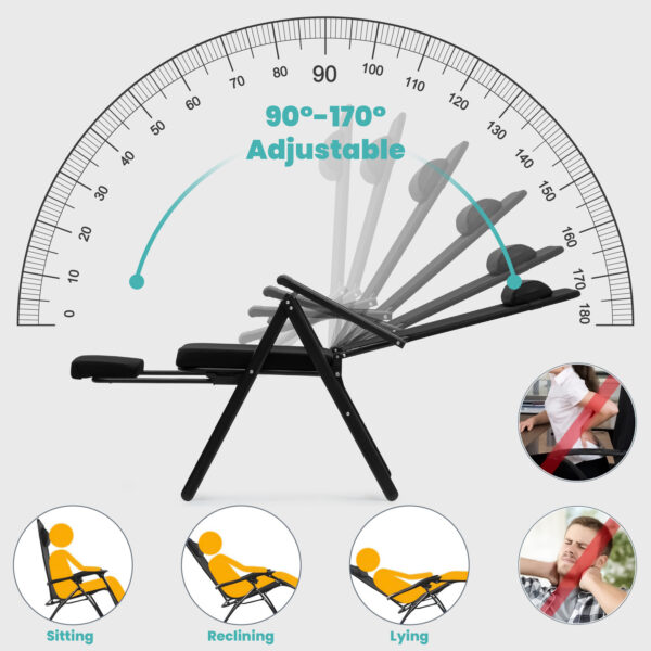 Foldable Outdoor Lounge Chair with Adjustable Footrest & Headrest