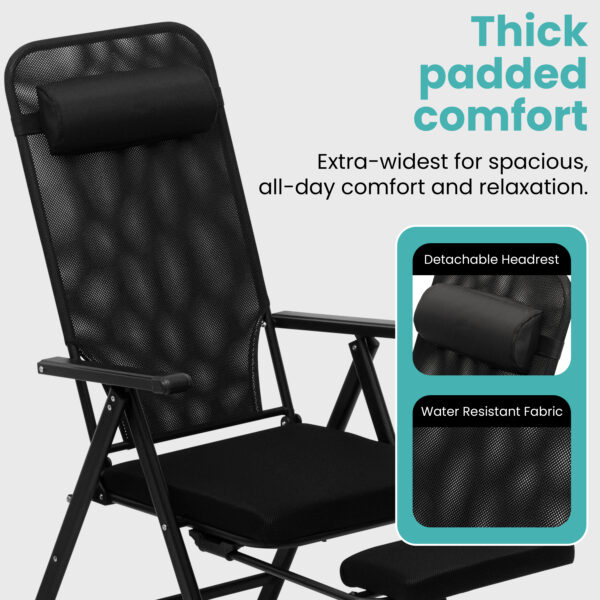 Foldable Outdoor Lounge Chair with Adjustable Footrest & Headrest