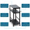 3 Tier Height Adjustable Computer Tower Stand-Black