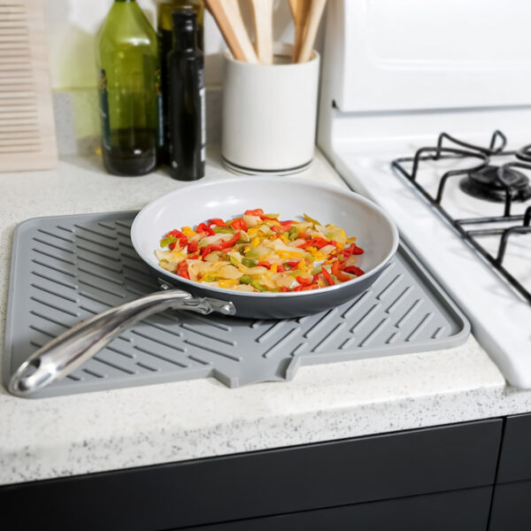 Multipurpose Silicone Kitchen Dish Drying Mat with Drain Lip