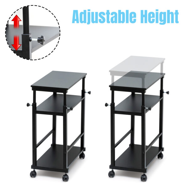 3 Tier Height Adjustable Computer Tower Stand-Black