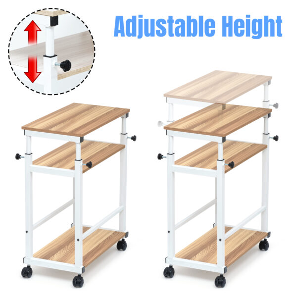 3 Tier Height Adjustable Computer Tower Stand - White