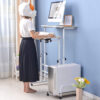 Height Adjustable Computer Table with Locking Wheels-White