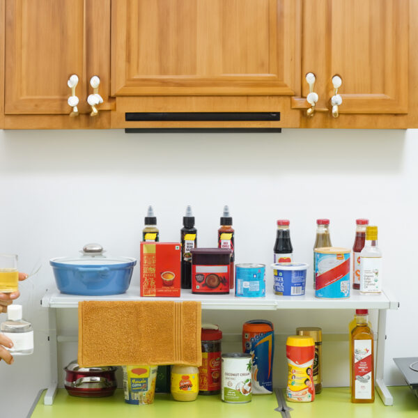 Expandable Metal Spice Rack–White