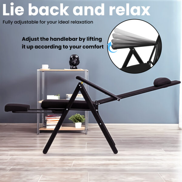Foldable Outdoor Lounge Chair with Adjustable Footrest & Headrest
