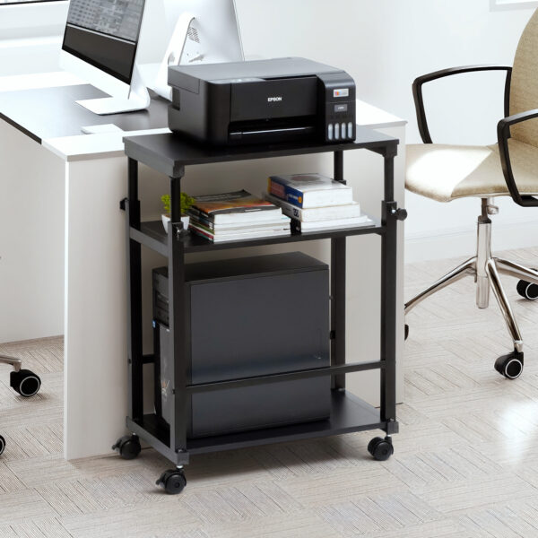 3 Tier Height Adjustable Computer Tower Stand-Black