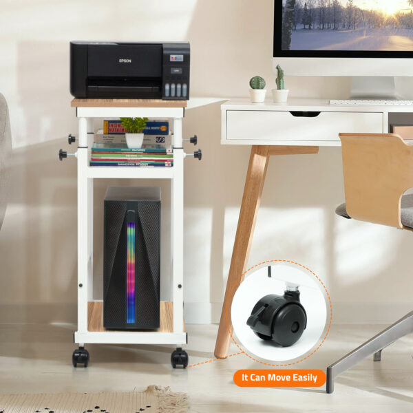 3 Tier Height Adjustable Computer Tower Stand - White