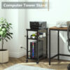 3 Tier Height Adjustable Computer Tower Stand-Black
