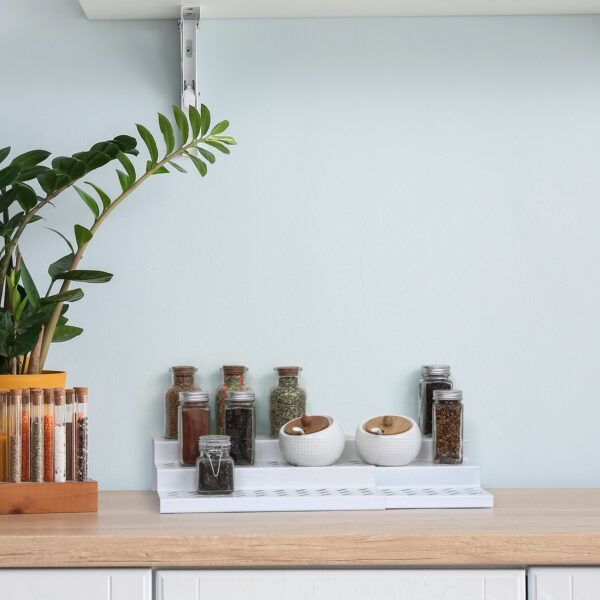 3 Tier Metal Expandable Spice Rack - White