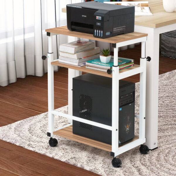 3 Tier Height Adjustable Computer Tower Stand - White
