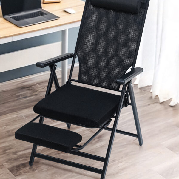 Foldable Outdoor Lounge Chair with Adjustable Footrest & Headrest