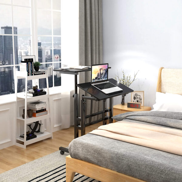 Height Adjustable Computer Table with Locking Wheels