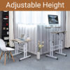 Height Adjustable Computer Table with Locking Wheels-White