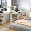Height Adjustable Computer Table with Locking Wheels-White