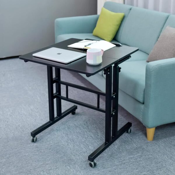 Height Adjustable Lap Desk with Locking Wheels -Black Color