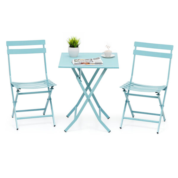 Metal Folding Patio Table with 2 Chairs