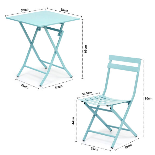 Metal Folding Patio Table with 2 Chairs