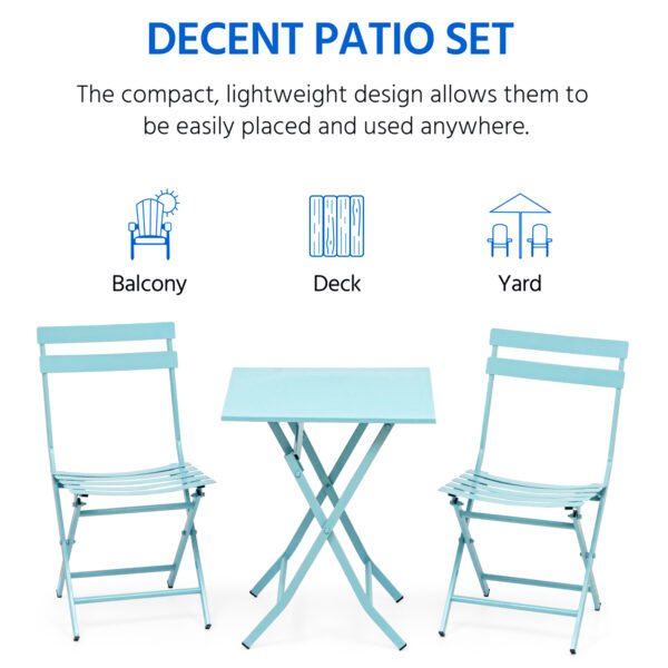 Metal Folding Patio Table with 2 Chairs