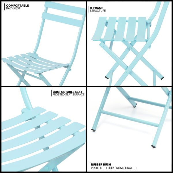 Metal Folding Patio Table with 2 Chairs