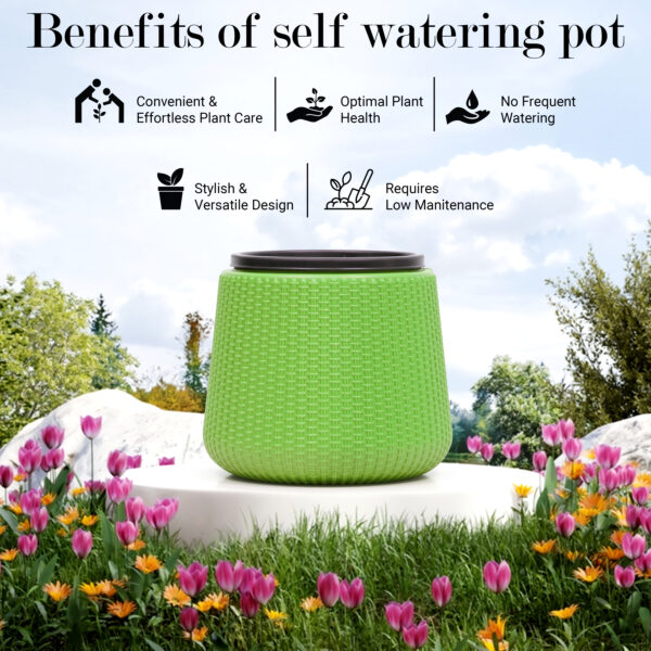 7 inch Self Watering Flower Pots-Set of 1 | Indoor & Outdoor Planters