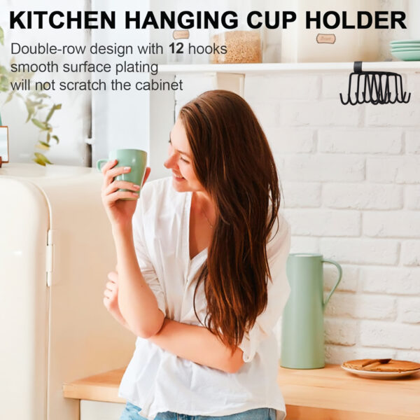 Double-Row 12 Hooks for Kitchen Storage Rack