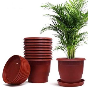 Plastic Flower Pot with Bottom Tray Set - 9 Inch
