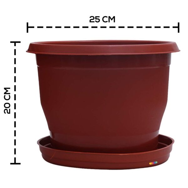Plastic Flower Pot with Bottom Tray Set - 9 Inch