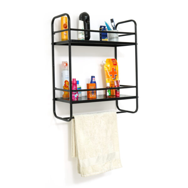 2-Tier Multipurpose Bathroom Shelf Organizer with Hooks