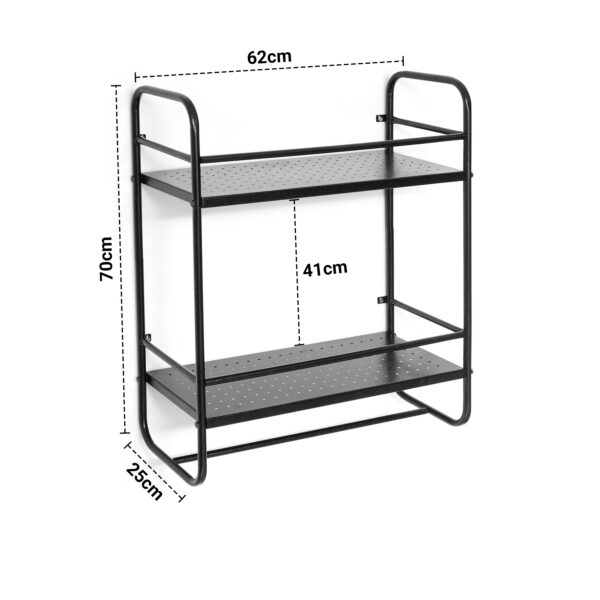 2-Tier Multipurpose Bathroom Shelf Organizer with Hooks