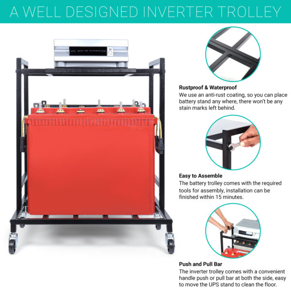 2-Tier Ups Stand for Double Battery & Inverter for Home & Office