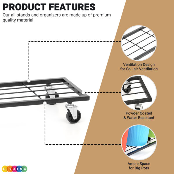 29-Inches Metal Plant Stand with Wheels