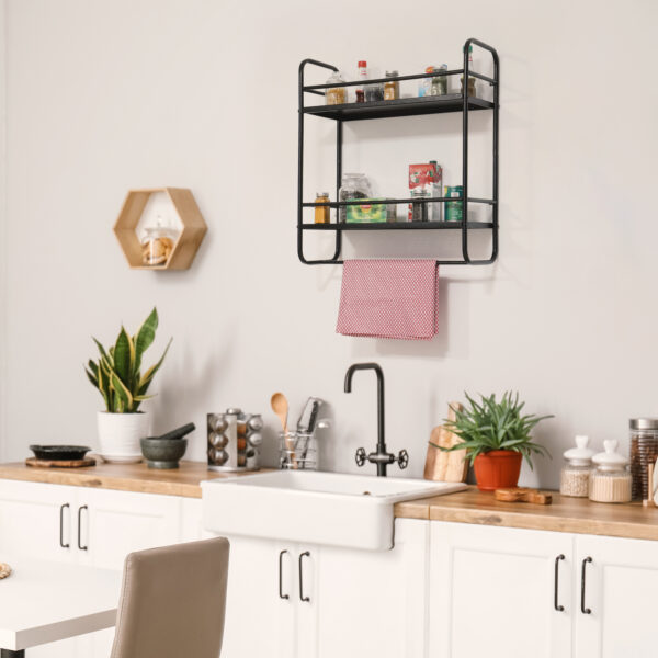 2-Tier Multipurpose Bathroom Shelf Organizer with Hooks