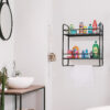 2-Tier Multipurpose Bathroom Shelf Organizer with Hooks