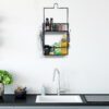 2-Layered Cast Iron Wall Mounted Floating Shelf With 4 Removable Hooks