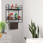 2-Tier Multipurpose Bathroom Shelf Organizer with Hooks