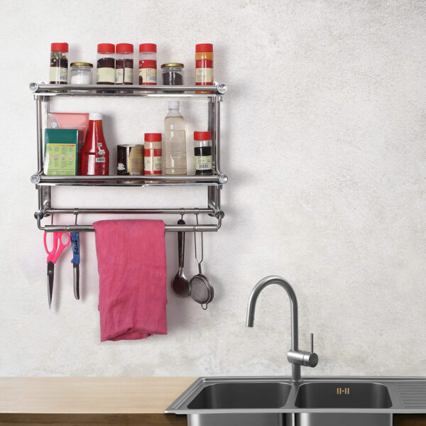 Stainless Steel 2 Tier Spice Rack for Kitchen