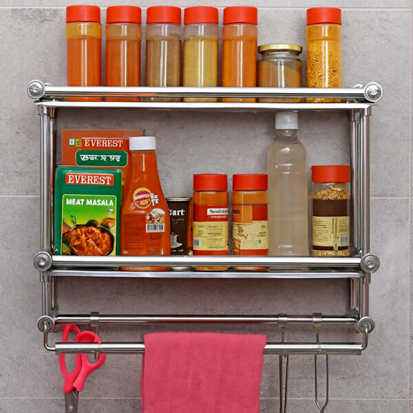 Stainless Steel 2 Tier Spice Rack for Kitchen