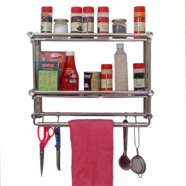 Stainless Steel 2 Tier Spice Rack for Kitchen