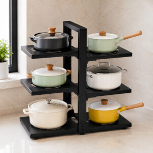 6 Tier Hight Adjustable Metal Portable Pot Pan Rack