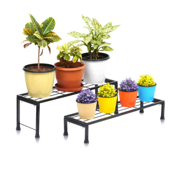 2 Tier Planter Rack Different Heights - Set of 2, Medium & Small