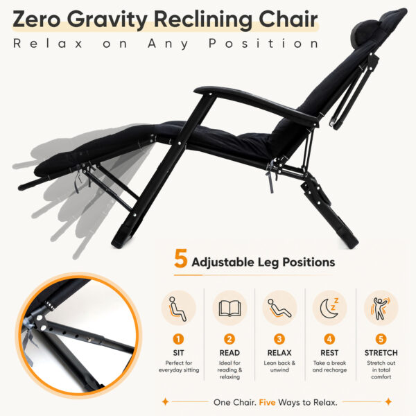 Zero Gravity Recliner Chair with Removable Cushion & Adjustable Headrest