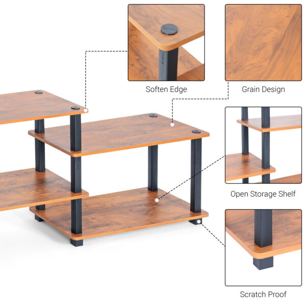 Turn-N-Tube 6 Tier Floor Standing Engineered Wood TV Entertainment Unit Table for Home