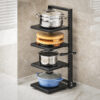 4 Tier Hight Adjustable Metal Portable Pot Pan Rack