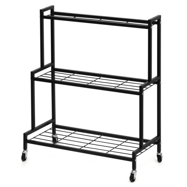 3 Tier Metal Plant Stand with 360° Swivel Casters Wheels