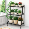 3 Tier Metal Plant Stand with 360° Swivel Casters Wheels