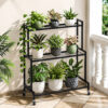 3 Tier Metal Plant Stand with 360° Swivel Casters Wheels