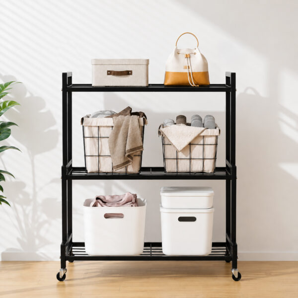 3 Tier Metal Plant Stand with 360° Swivel Casters Wheels