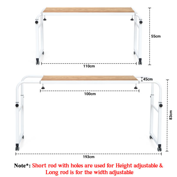 Height & Width Adjustable Multipurpose Table Trolley-White