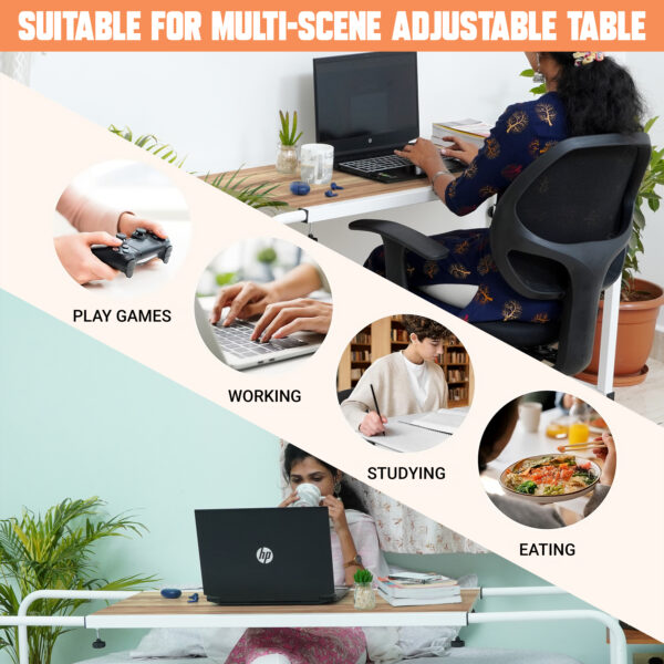 Height & Width Adjustable Multipurpose Table Trolley-White