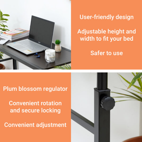 Height & Width Adjustable Multipurpose Table Trolley-Black